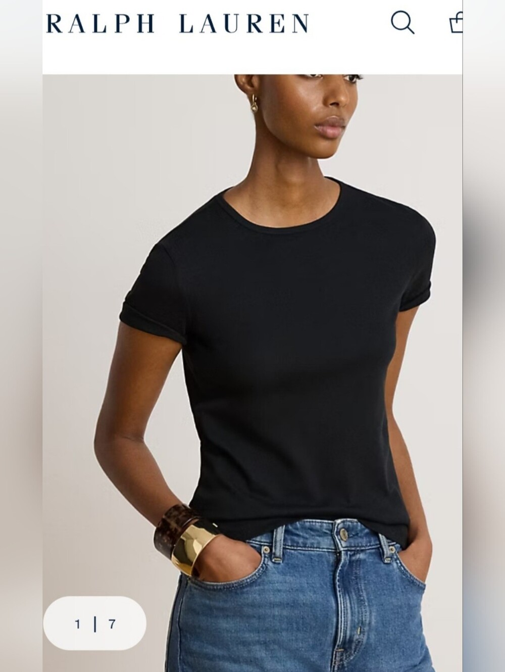 Ralph Lauren Women’s 100% Cotton Black Crewneck Tee Large